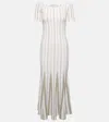 Gabriela Hearst Striped Off-shoulder Virgin Wool Maxi Dress In Neutrals