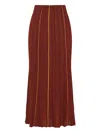 Gabriela Hearst Celeano Pinstripe Knit Midi Skirt Burnt Sienna Merino Wool In Brown