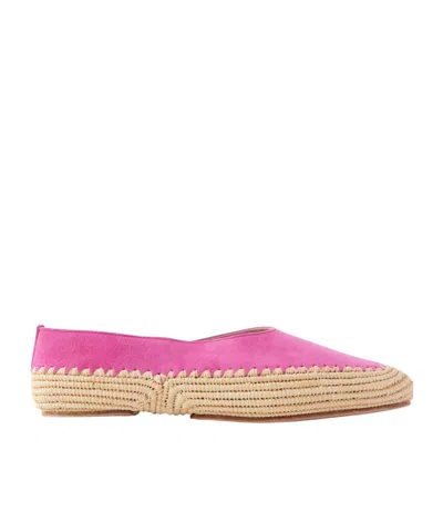 Gabriela Hearst Suede And Raffia Ballet Flats In Pink