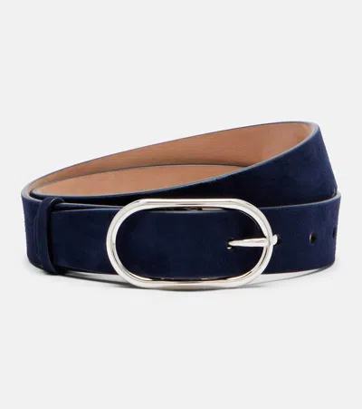 Gabriela Hearst Link Suede Waist Belt In Blue