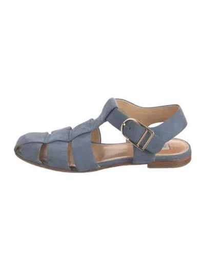 Pre-owned Gabriela Hearst Suede Cutout Accent Flats In Blue