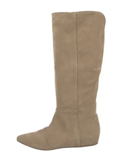 Pre-owned Gabriela Hearst Suede Slouch Boots In Neutrals