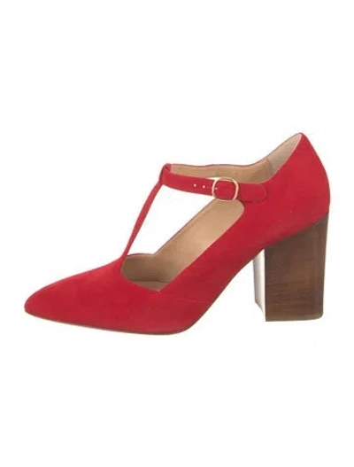 Pre-owned Gabriela Hearst Suede T-strap Pumps In Red