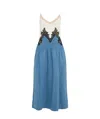 Gabriela Hearst Althea Colorblock Pintucked Denim Maxi Dress In Blue