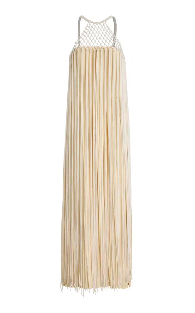 Gabriela Hearst Tacia Fringed Silk Maxi Dress In White