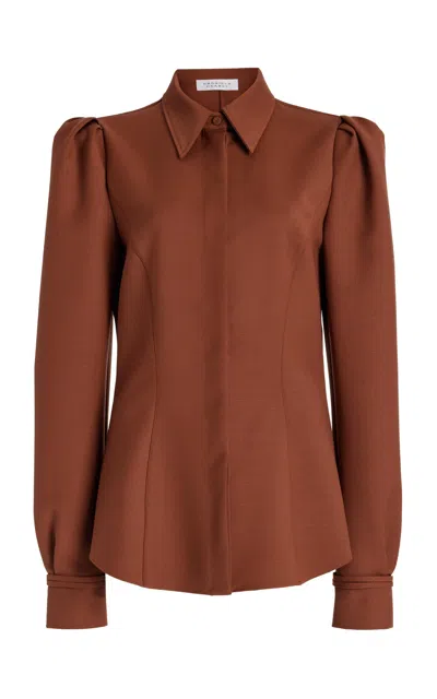 GABRIELA HEARST TALBOT SHIRT IN COGNAC SPORTSWEAR WOOL