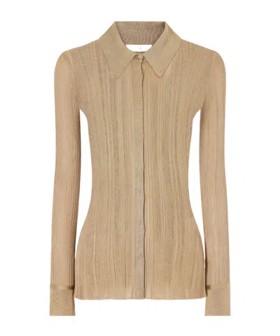 Gabriela Hearst Tamar Ribbed Silk Shirt In Brown