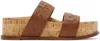 Gabriela Hearst Striker Stitched Leather And Cork Slides In Cgn Cognac