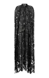Gabriela Hearst Tarah Cape In Black Silk Organza Lace In Black