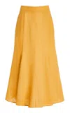 Gabriela Hearst Tate Skirt In Fluorescent Orange Aloe Linen In Fluorescent Orange