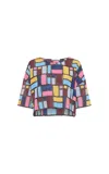 Gabriela Hearst Tatia Patchwork Embroidered Cropped Top In Aurora Multi Linen In Aurora Multi