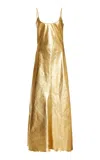 GABRIELA HEARST TELES SLIP DRESS IN GOLD LEATHER