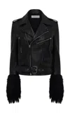Gabriela Hearst Tensor Deer Leather Biker Jacket In Black