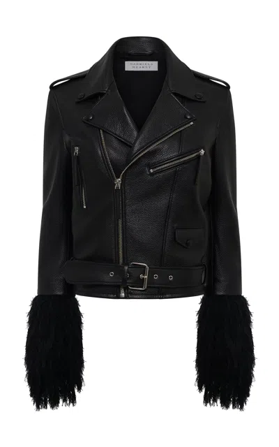 Gabriela Hearst Tensor Deer Leather Biker Jacket In Black