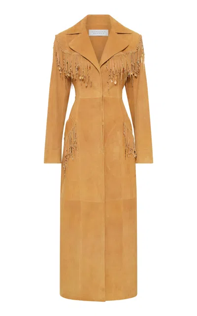 Gabriela Hearst Thaniel Fringed Suede Coat In Brown