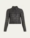 Gabriela Hearst Thereza Cropped Wool Silk Plaid Jacket In Green