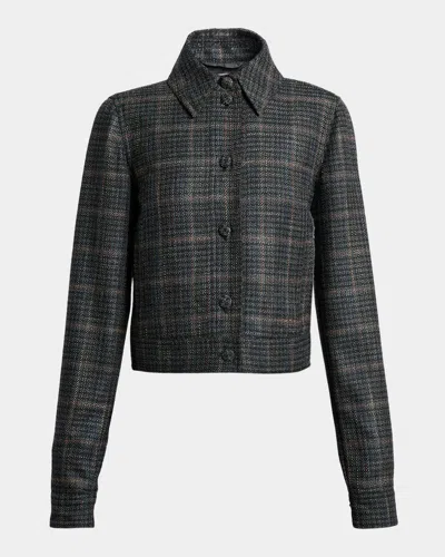 GABRIELA HEARST THEREZA CROPPED WOOL SILK PLAID JACKET