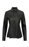 Gabriela Hearst Thetis Button-up Leather Shirt In Black