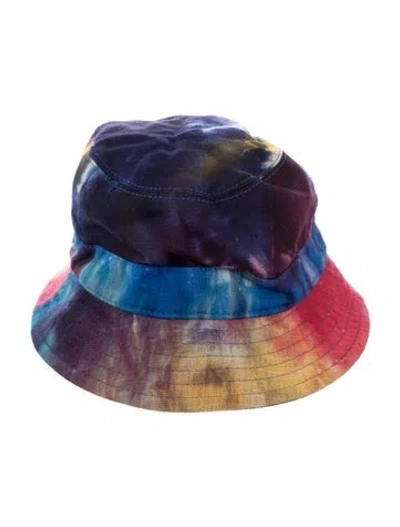 Pre-owned Gabriela Hearst Tie-dye Cashmere-silk Blend Bucket Hat In Blue