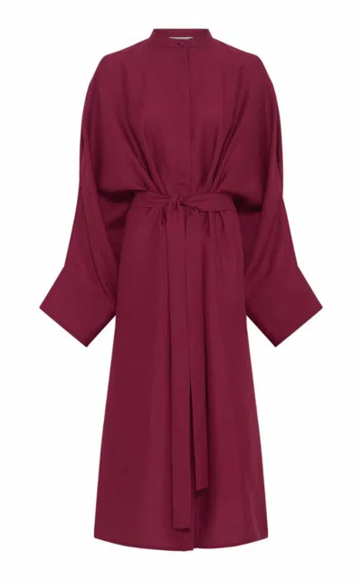 Gabriela Hearst Tilda Oversized Midi Dress In Raspberry Aloe Linen