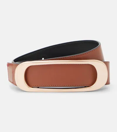 Gabriela Hearst Timon Medium Reversible Leather Belt In Brown