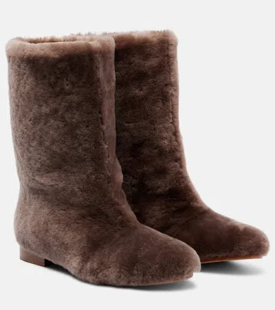Gabriela Hearst Tina Shearling Mid-calf Boots In Brown