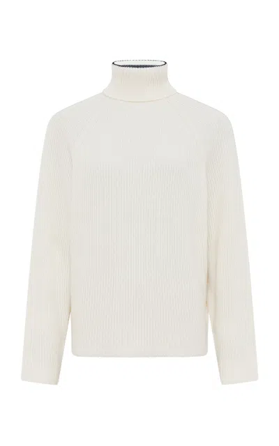 Gabriela Hearst Tipped Wigman Cashmere Sweater In White