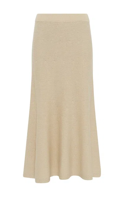 Gabriela Hearst Titan Knit Midi Skirt In Ivory Cashmere
