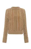 Gabriela Hearst Toth Cableknit Cashmere-shearling Sweater In Nude