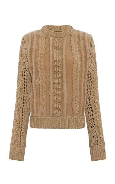 Gabriela Hearst Toth Knit Pullover In Natural Cashmere & Shearling In Brown