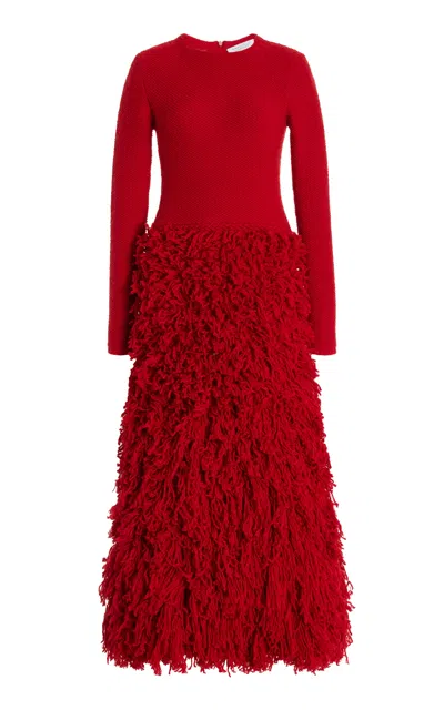 Gabriela Hearst Turner Knit Dress In Scarlet Red Virgin Wool Cashmere Silk