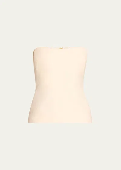 Gabriela Hearst Una Strapless Corset Wool Top In Ivory