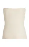 Gabriela Hearst Una Strapless Corset Wool Top In Ivory