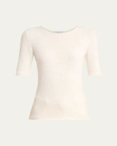 Gabriela Hearst Valentia Silk Knit Elbow-sleeve T-shirt In Neutral