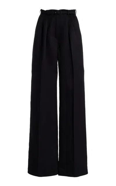 Gabriela Hearst Mabon Belted Linen Wide-leg Pants In Black