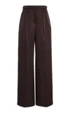 Gabriela Hearst Vargas Pleated Silk Wide-leg Pants In Brown