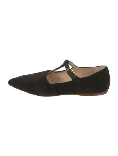 Pre-owned Gabriela Hearst Velvet Mary Jane Flats In Black