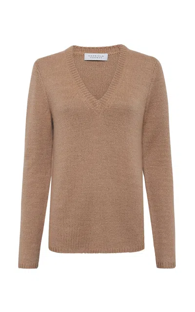 Gabriela Hearst Vesper Knit V-neck Sweater In Camel Cashmere In Brown