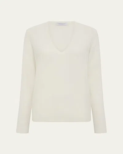 Gabriela Hearst Vesper V-neck Cashmere Sweater In White