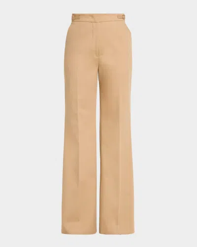 Gabriela Hearst Vesta Cotton Twill Flare Pants In Brown
