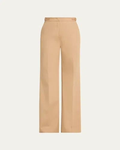 Gabriela Hearst Vesta Cotton Twill Flare Pants In Brown