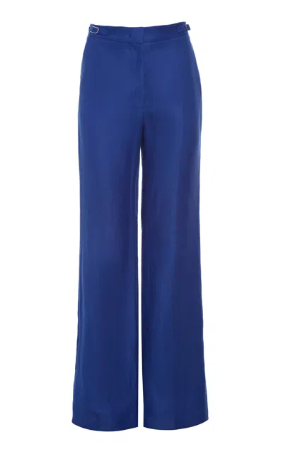 Gabriela Hearst Vesta Flare Pant In Cobalt Linen Twill In Blue