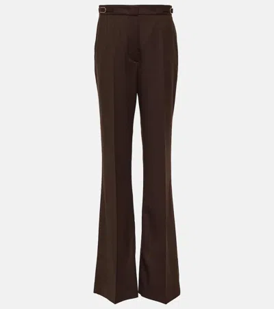 Gabriela Hearst Vesta High-rise Wool Wide-leg Pants In Brown