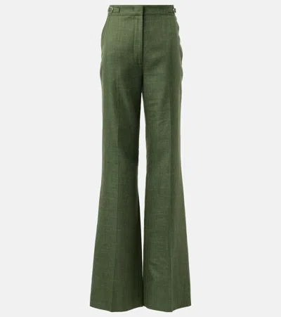 Gabriela Hearst Vesta High-rise Wool, Silk, And Linen Suit Pants In Green