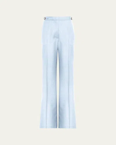 Gabriela Hearst Vesta High-waist Wool-silk Straight-leg Pants In Blue