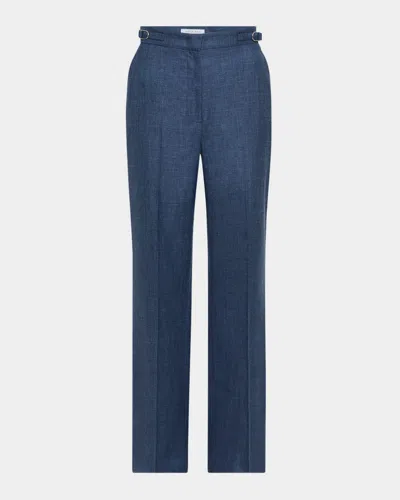 Gabriela Hearst Vesta Linen-blend Bootcut Pants In Denim
