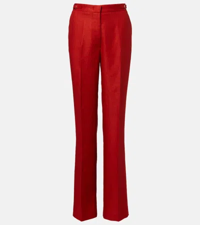 Gabriela Hearst Vesta Linen Flared Pants In Red