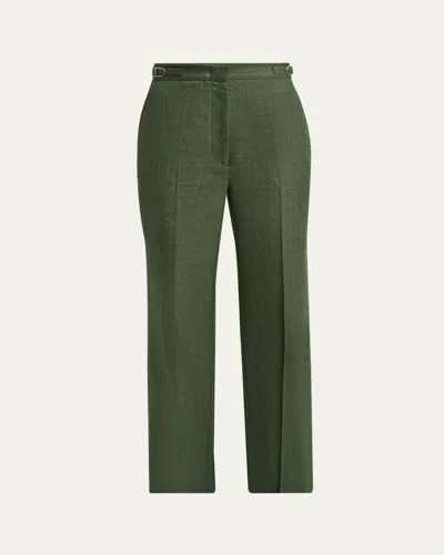 Gabriela Hearst Vesta Linen-wool Straight-leg Pants In Green