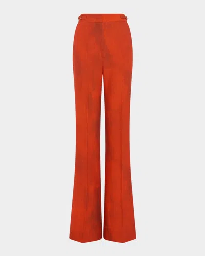 Gabriela Hearst Vesta Wide-leg Wool Pants With Belted Detail In Spice