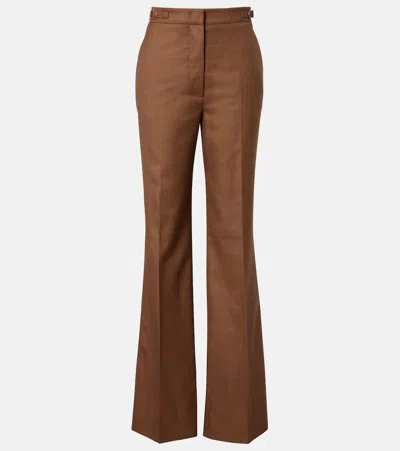 Gabriela Hearst Vesta Wool And Silk Flared Pants In Brown